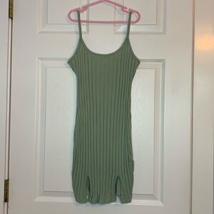 SHEIN spaghetti strap stretch dress antique green size small ribbed adjustable